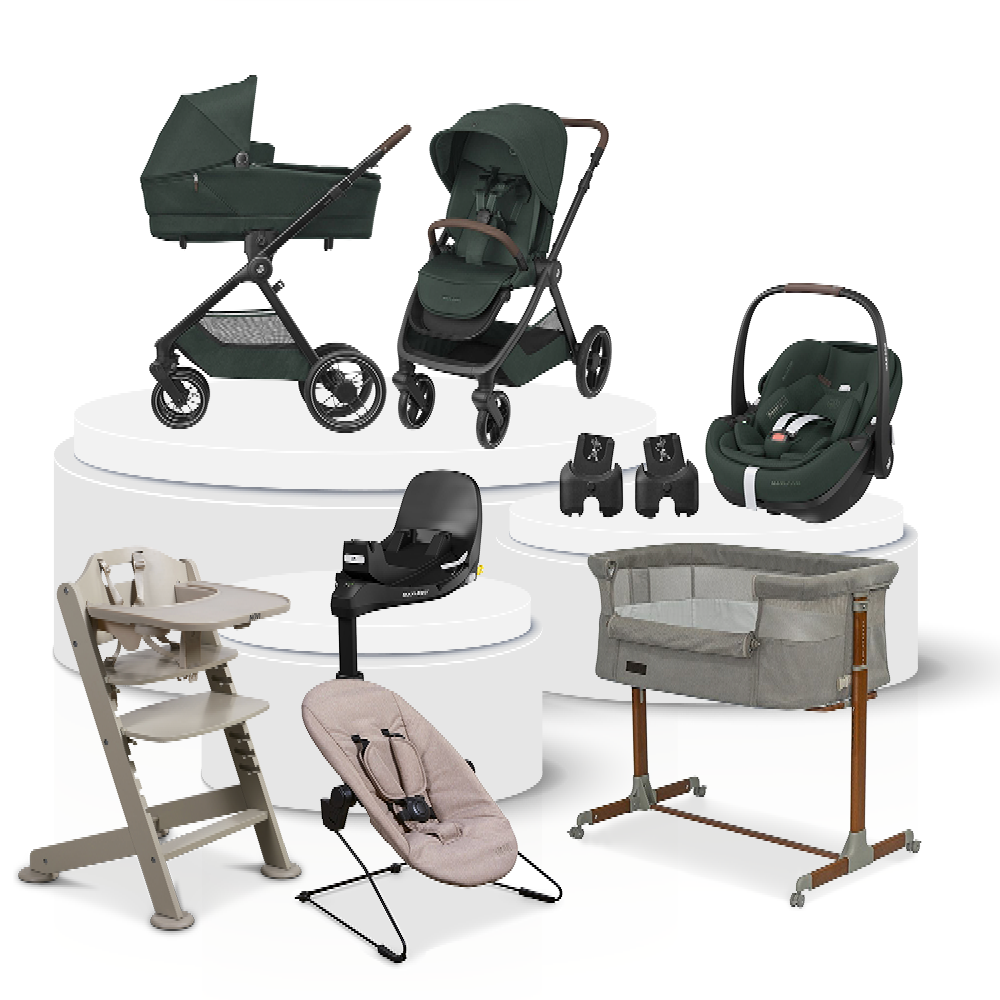 Kinderwagen Maxi-Cosi Oxford Plus Twillic Green Total Package Deal incl. Autostoel, Base, Kinderstoel, Co-Sleeper & Adapterset