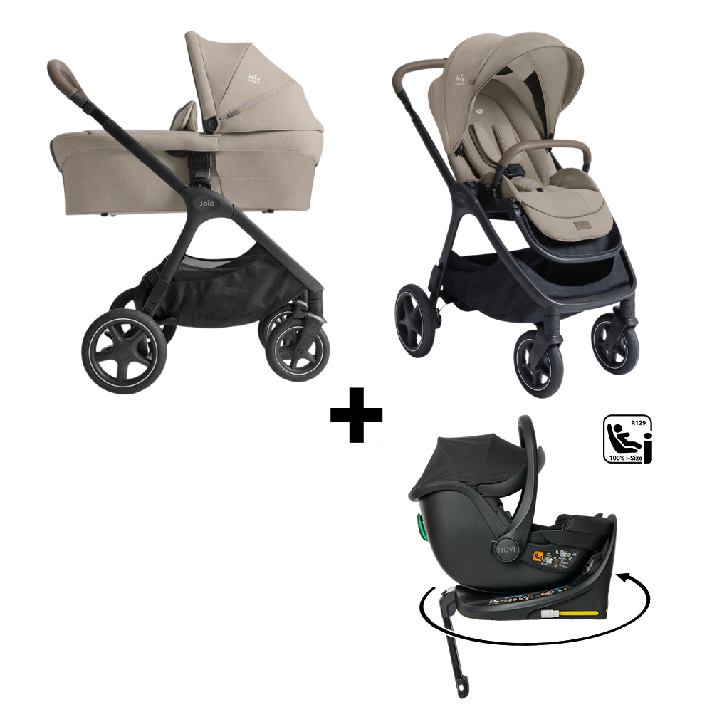 Kinderwagen Joie Signature Finiti Sandstone met Autostoel Jacky Pro V2 360° & Base