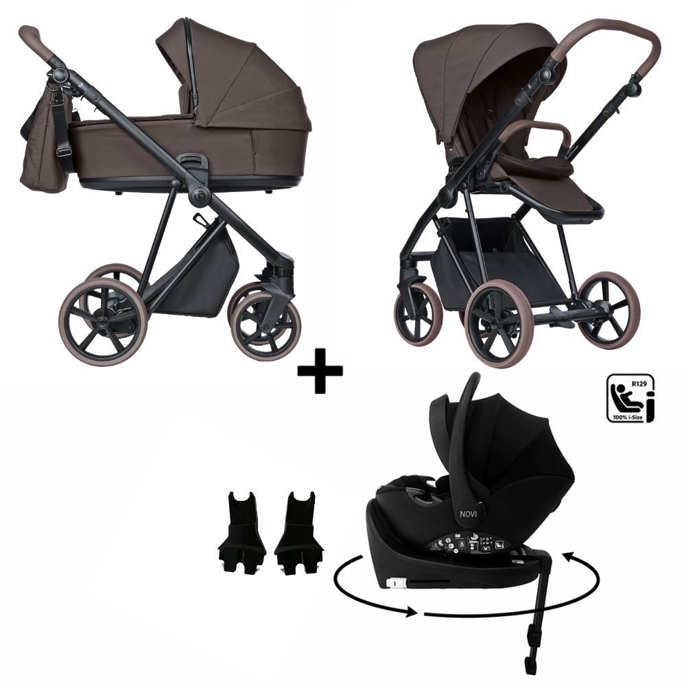 Kinderwagen ROAN IVI 2.0 Vintage Turkish Coffee met Autostoel Novi Jacky Pro 360° V2 & Base en Adapterset