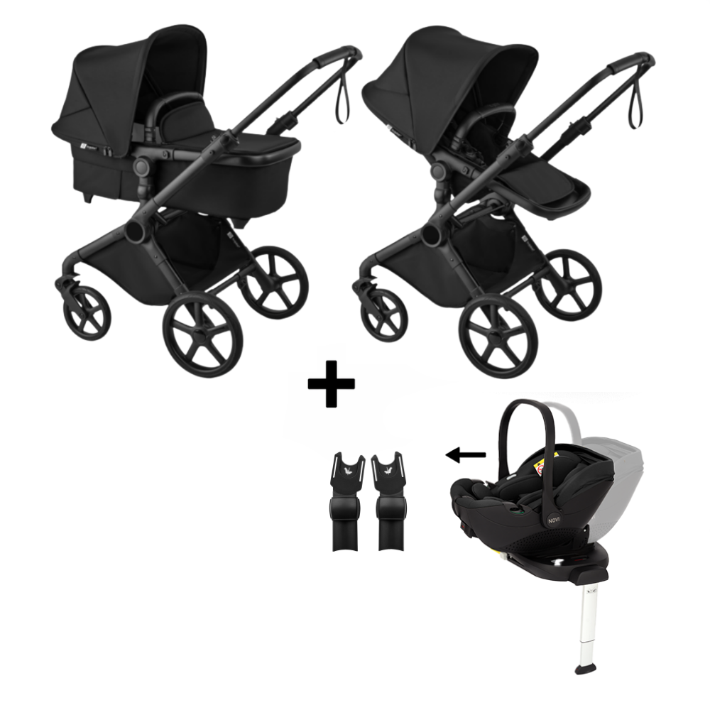 Kinderwagen Bugaboo Cub Compleet Black/Heritage Black met Autostoel Joy Pro Glide 360°, Base & Adapterset