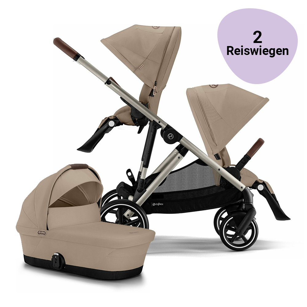 Twin Kinderwagen Cybex Gazelle S Almond Beige/Beige - Taupe Frame