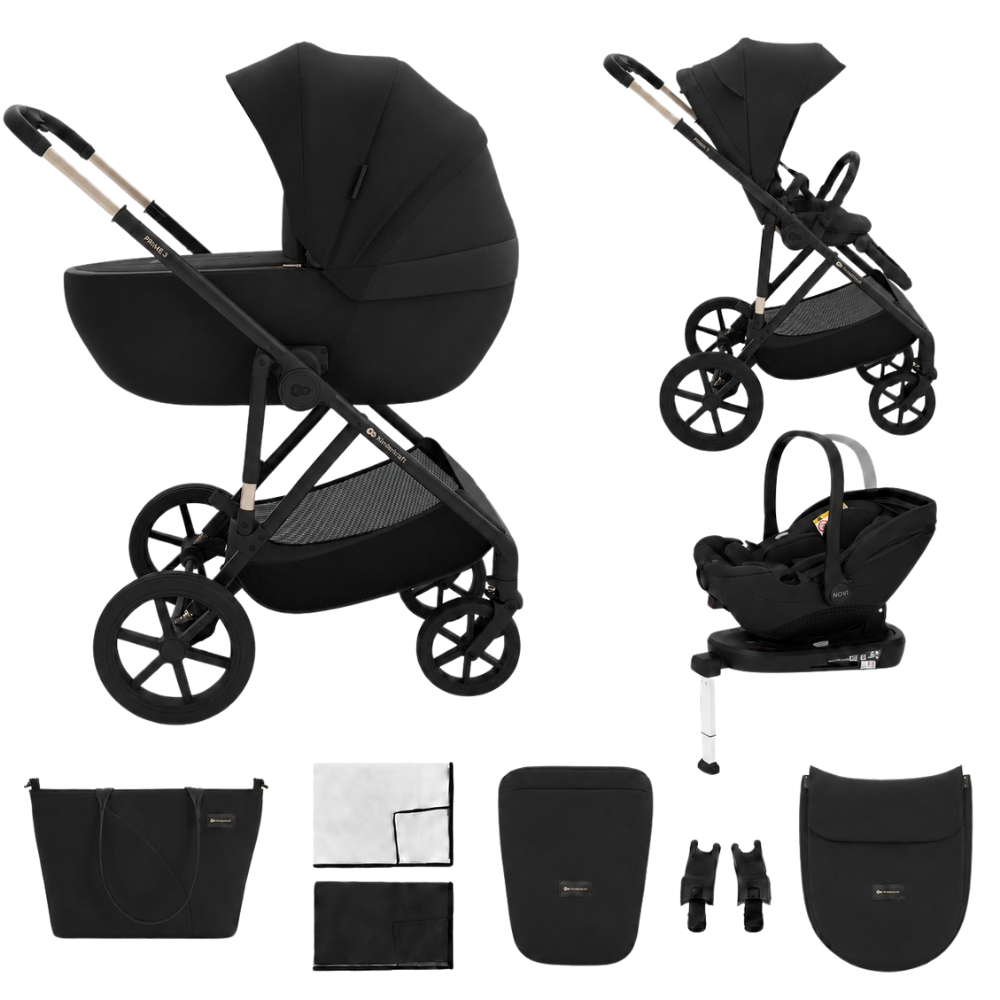 Kinderwagen Kinderkraft Prime3 2in1 Pro Venezian Black met Autostoel Joy 360° Pro Glide en Base