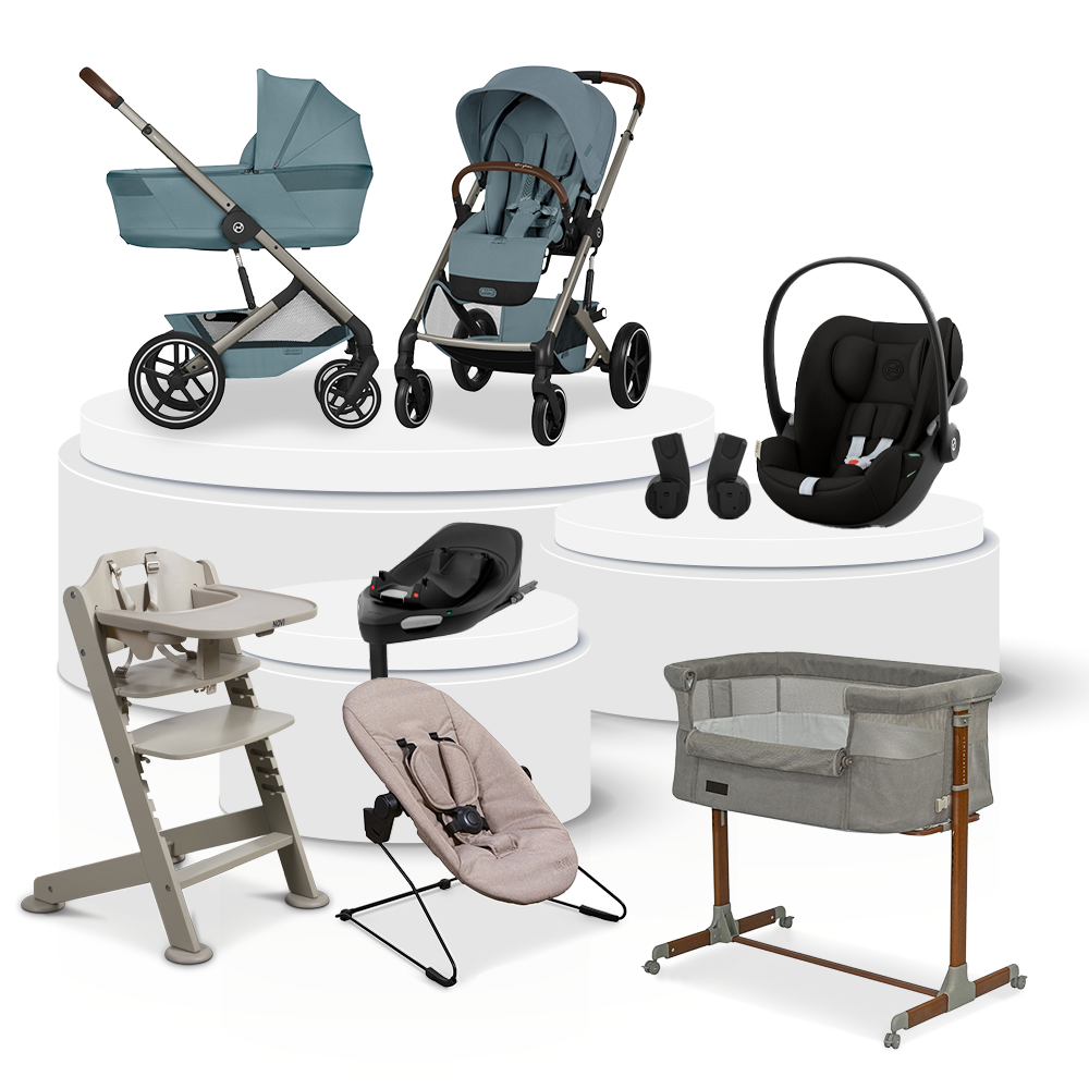 Kinderwagen Balios S Lux BLK Stormy Blue/Light Blue CarryCot Foldable Total Package Deal incl. Autostoel, Base, Kinderstoel, Co-Sleeper & Adapterset
