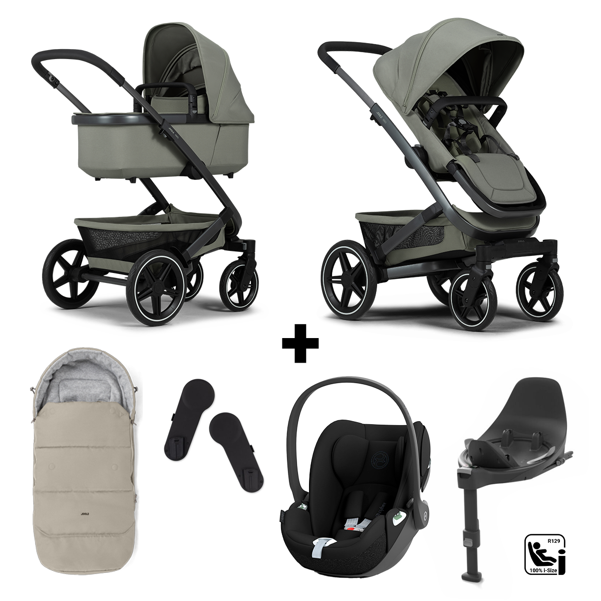 Kinderwagen Joolz Geo³ Sage Green + Autostoel Cloud T, Base & Accessoires