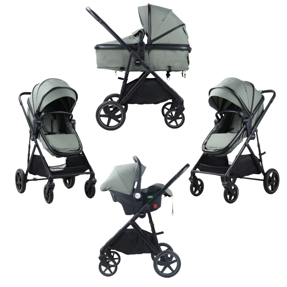 Kinderwagen Novi Jaxx V2 3-in-1 Green Melange met Autostoel