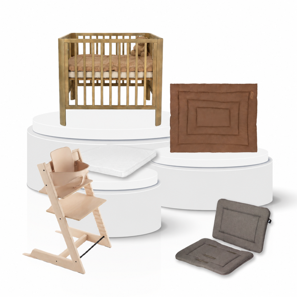 Box Novi Isabel Amber Oak Total Package Deal incl. Boxaccessoires, Kinderstoel, Babyset & Stoelverkleiner