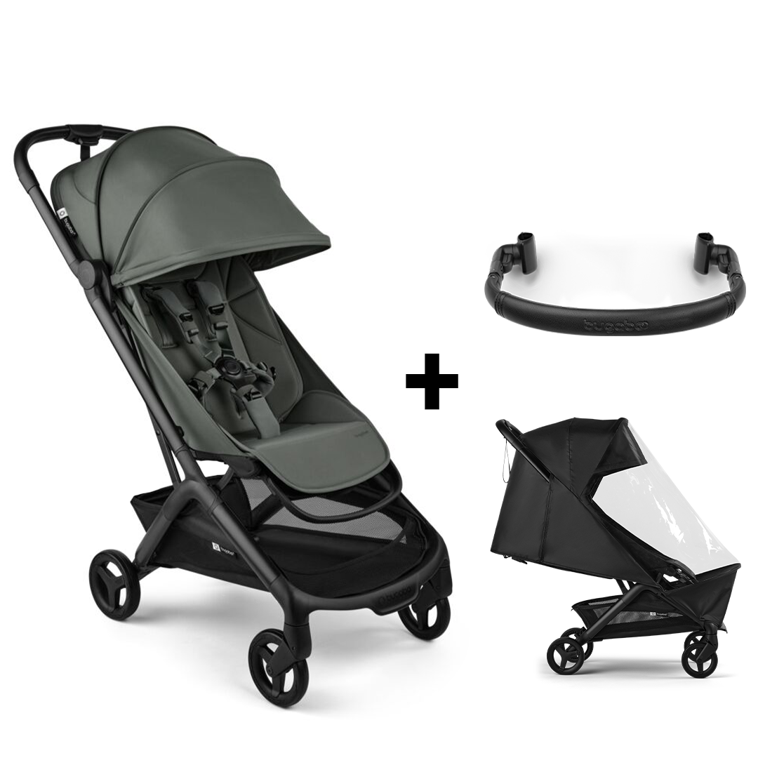 Buggy Bugaboo Butterfly 2 Complete Black/Forest Green Met Veiligheidsbeugel En Regenhoes