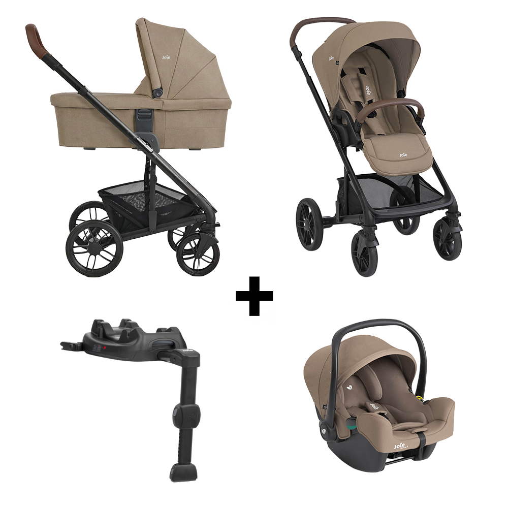 Kinderwagen Joie Chrome2 Trio Cashew incl. i-Snug2 Autostoel, Adapterset & Regenhoes + Isofix Base