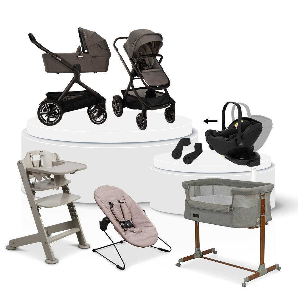Kinderwagen Nuna DEMI Next Thunder Total Package Deal incl. Autostoel, Base, Kinderstoel & Co-sleeper
