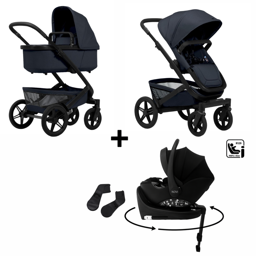 Kinderwagen Joolz Geo5 Navy Blue met Autostoel Novi Jacky Pro 360 V2 & Base en Adapterset