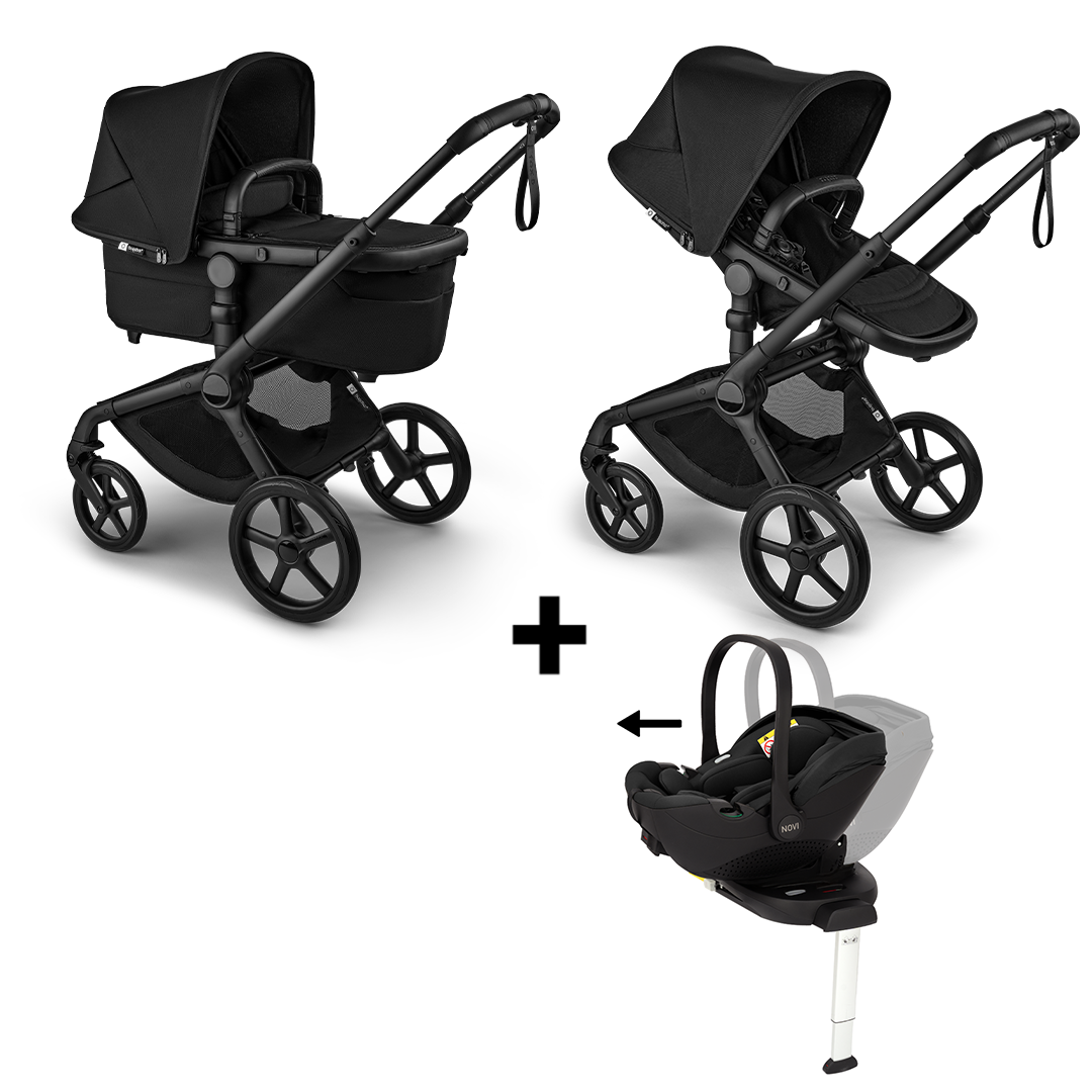 Kinderwagen Bugaboo Fox5 Renew Compleet Black/Heritage Black met Autostoel Joy Glide 360° & Base