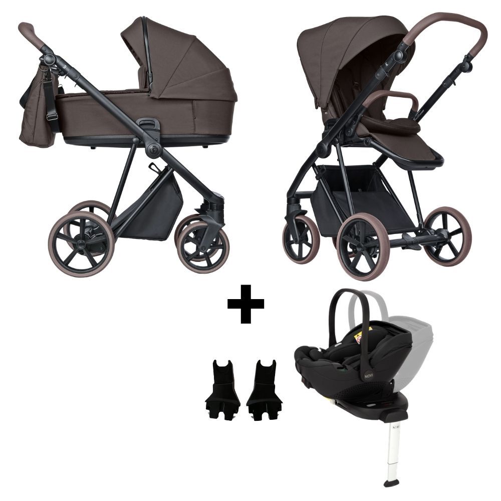 Kinderwagen ROAN IVI 2.0 Vintage Turkish Coffee met Autostoel Joy Glide 360° & Base en Adapterset