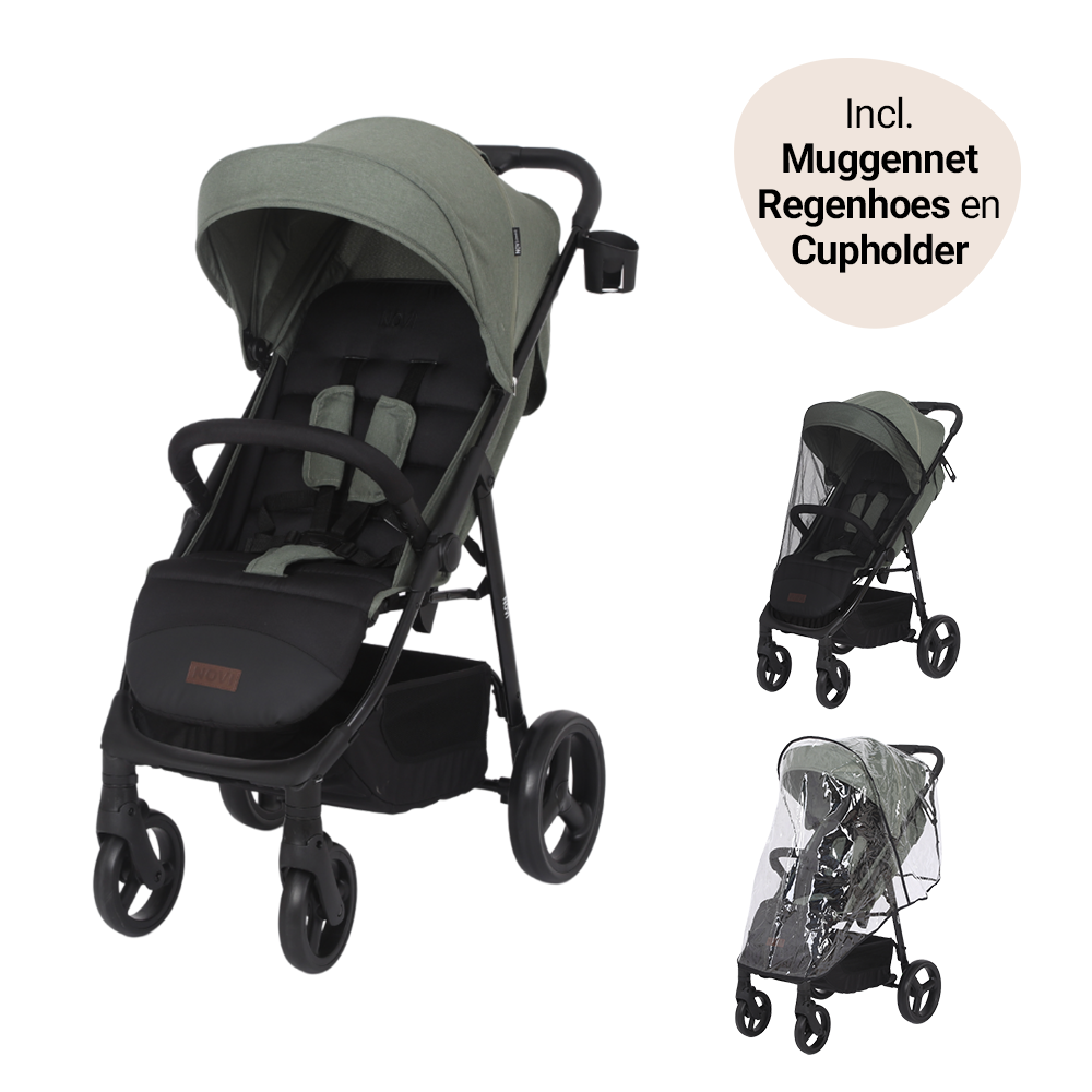 Set | Buggy Novi Grande XL Premium Black/Green Met Accessoires Pakket