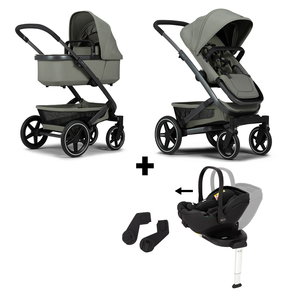 Kinderwagen Joolz Geo³ Sage Green + Autostoel Joy Pro Glide 360° I-Size & Base & Adapterset
