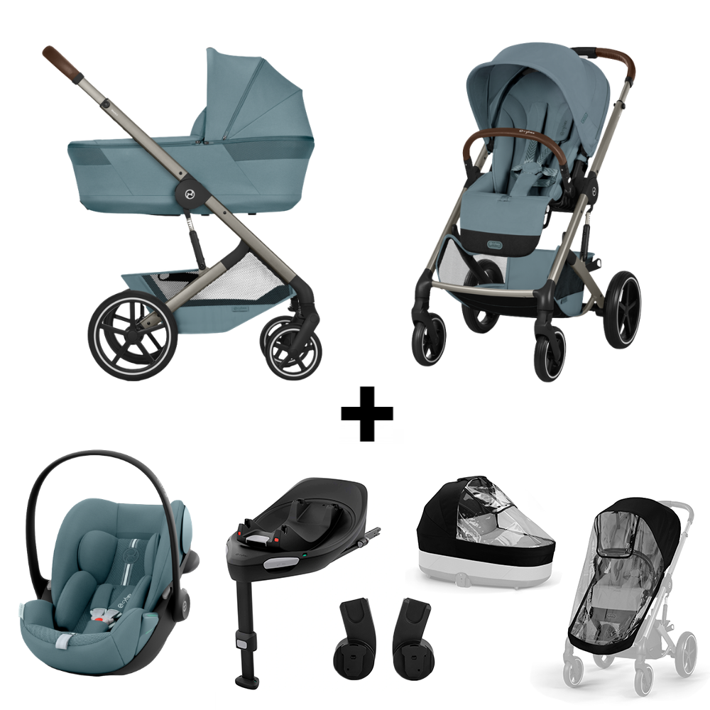 Kinderwagen Balios S Lux BLK Stormy Blue/Light Blue incl. CarryCot Foldable + Cloud G3 I-Size PLUS + Base G3 & Accessoires