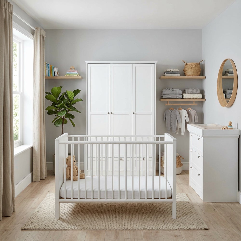 Babykamer Finori Landwood Wit 3-deurs met Commode 3-lades