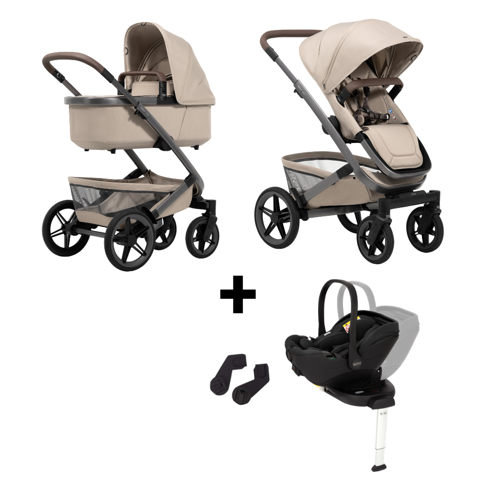 Kinderwagen Joolz Geo5 Sandy Taupe met Autostoel Joy Glide 360° & Base en Adapterset