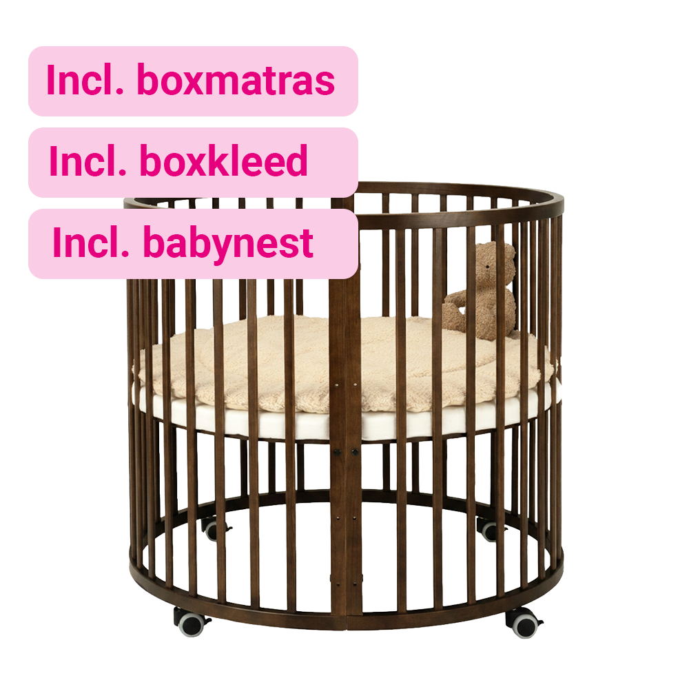 Set | Box Novi Mila Rond Cacao Incl. Boxmatras, Boxkleed en Babynest
