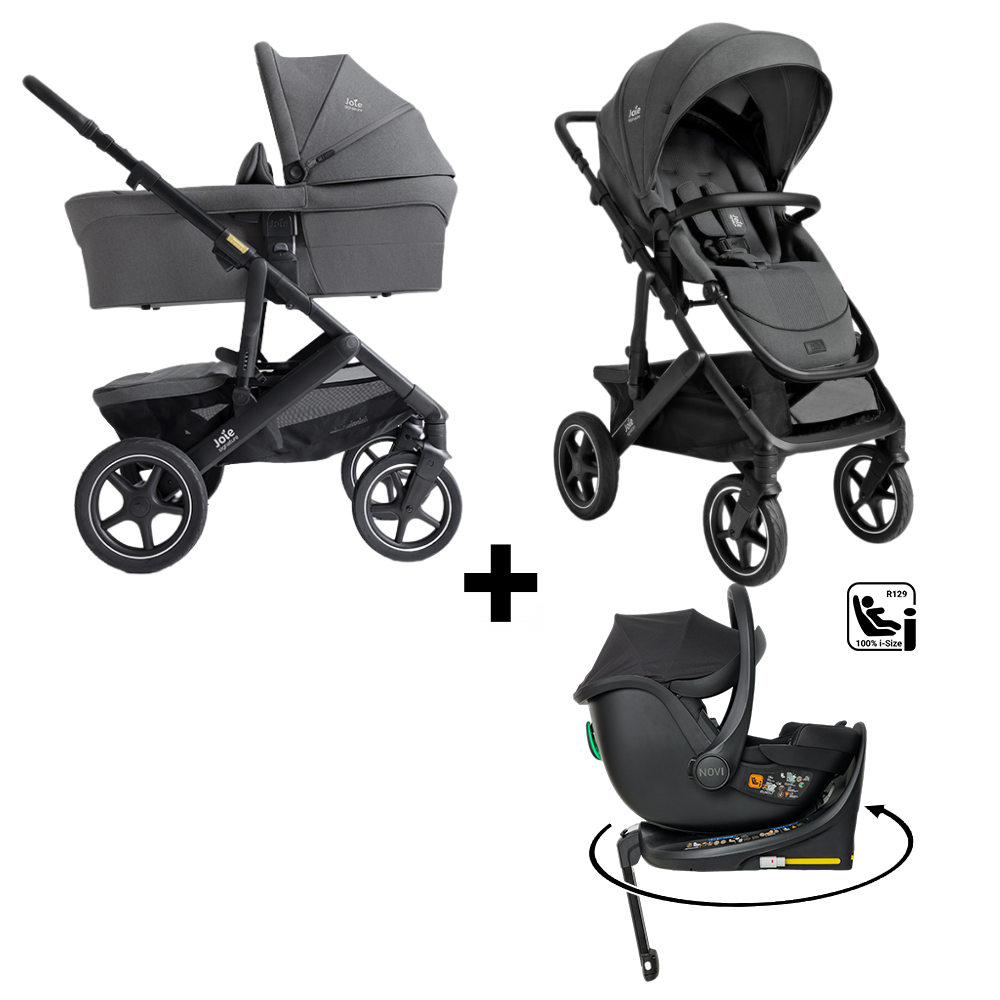 Kinderwagen Joie Signature Vinca Ebony met Autostoel Jacky Pro V2 360° & Base