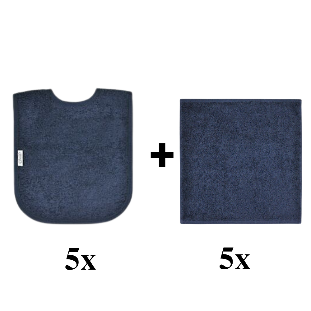 Set | 5x Slabber en 5x Spuugdoek Funnies Uni Navy