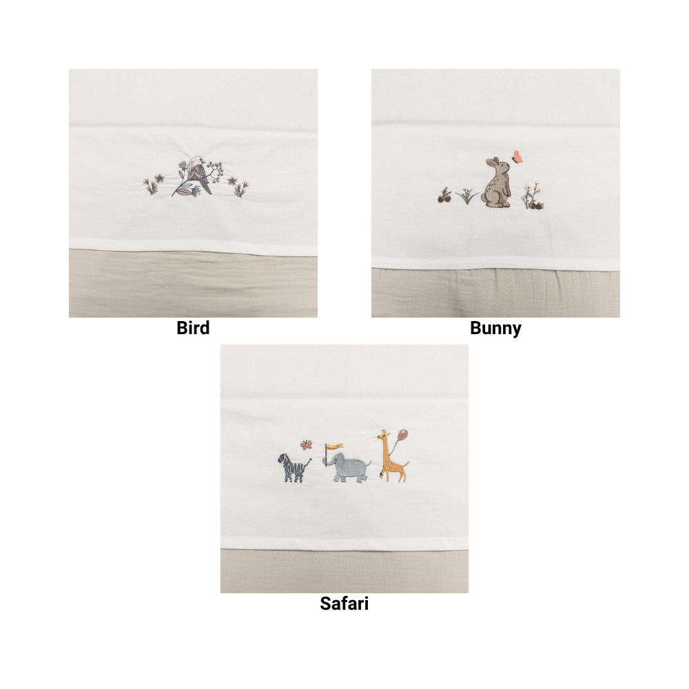Set | Laken Wieg Funnababy 75x100 Borduur Bird, Bunny & Safari (3st)