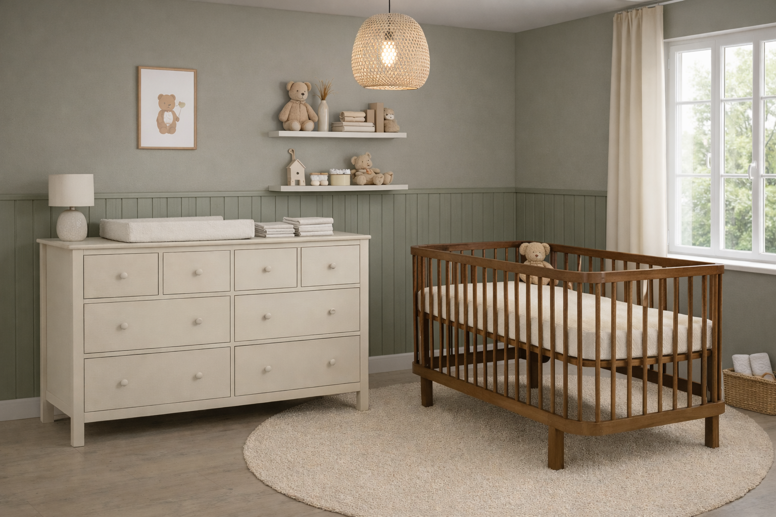 Babykamer Bretagne Klara Walnut (Meegroeiledikant 70x140 + Commode)