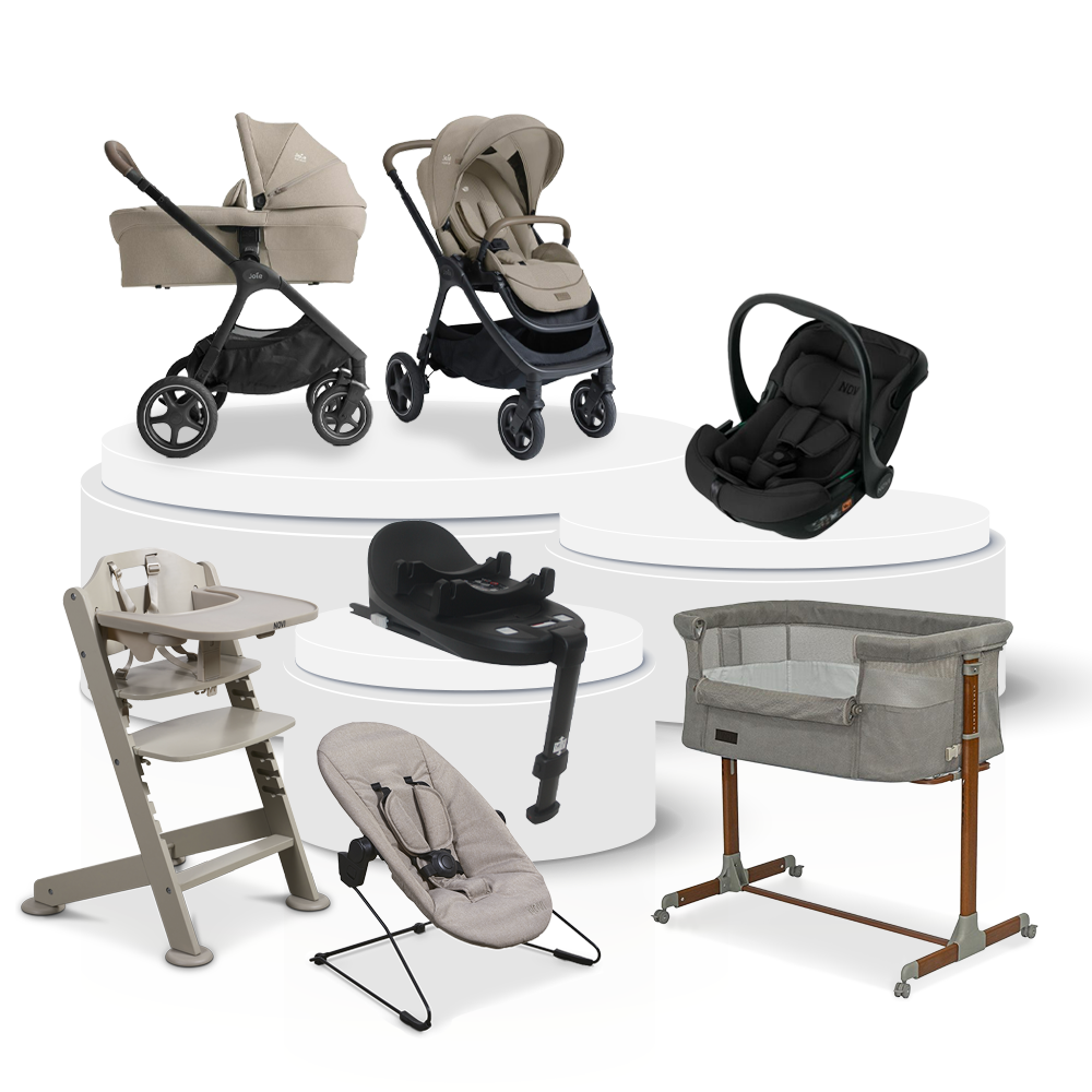 Kinderwagen Joie Signature Finiti Sandstone Total Package Deal incl. Autostoel, Base, Kinderstoel & Co-Sleeper