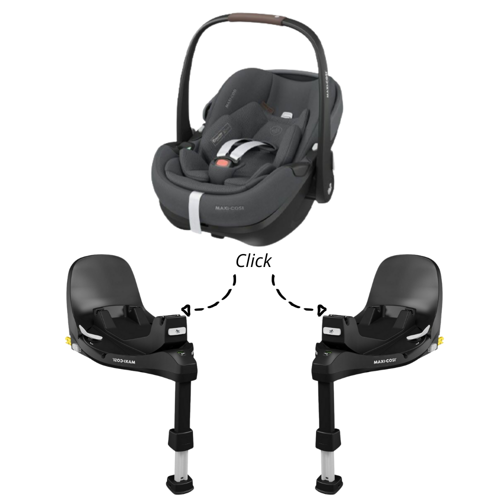 Set | Autostoel Maxi-Cosi Pebble 360 Pro2 Twillic Graphite met 2 x Isofixbase Maxi-Cosi Familyfix Pro 360 Slidetech