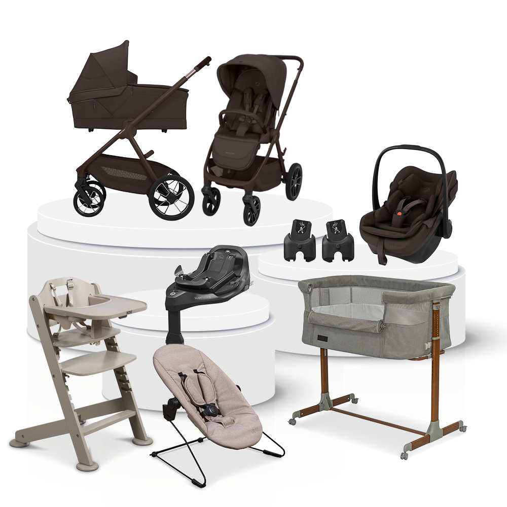 Kinderwagen Maxi-Cosi Oxford Plus V2 Ultimate Bundel Espresso Brown incl. Autostoel, Base, Adapterset, Kinderstoel & Co-sleeper