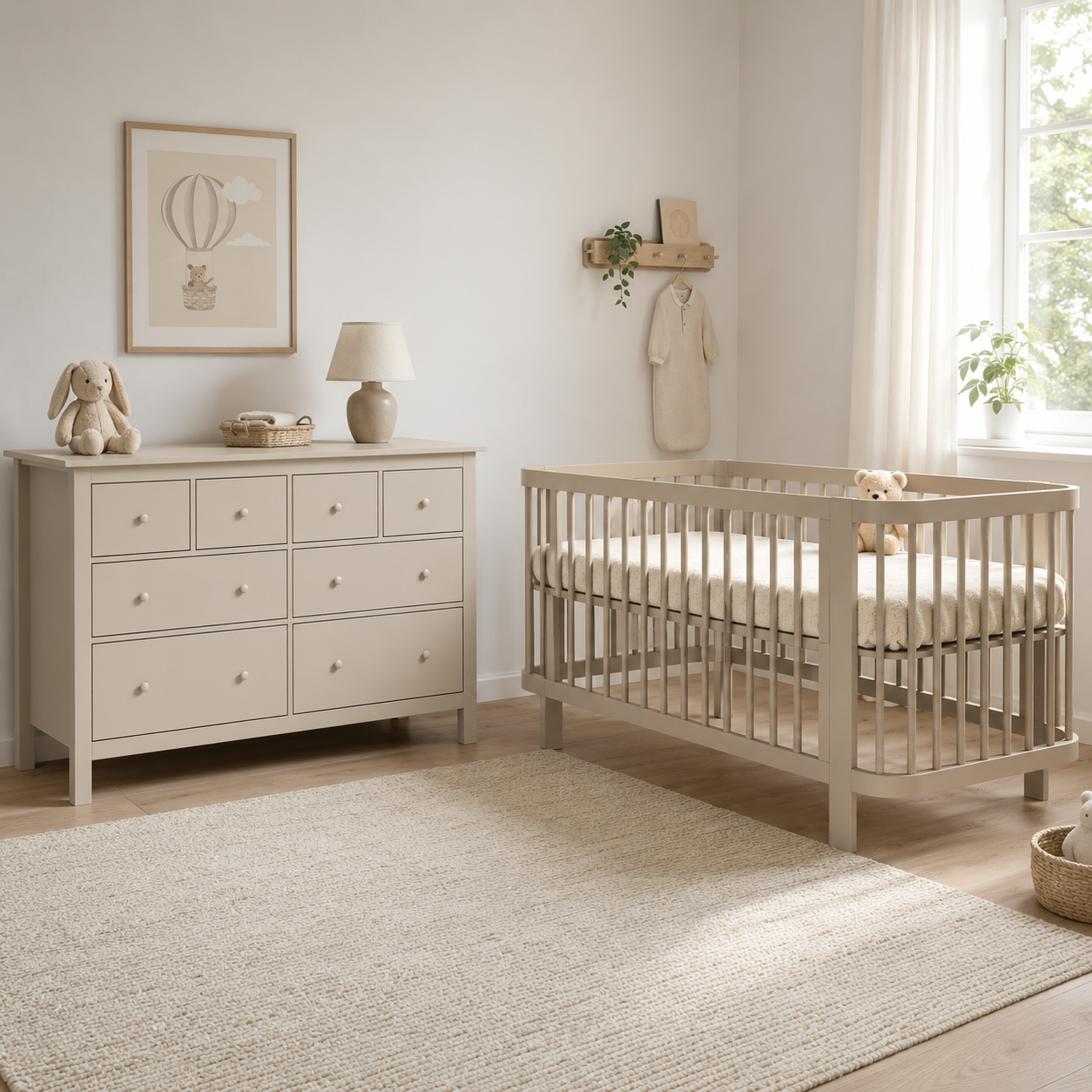 Babykamer Bastia Klara Clay (Meegroeiledikant 70x140 + XL-Commode)