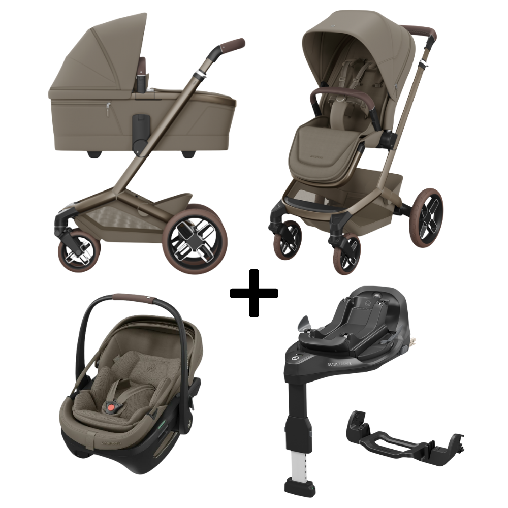Kinderwagen Maxi-Cosi Fame V2 Oak Truffle met Autostoel Coral Pro Slide + GRATIS Familyfix Slide Pro