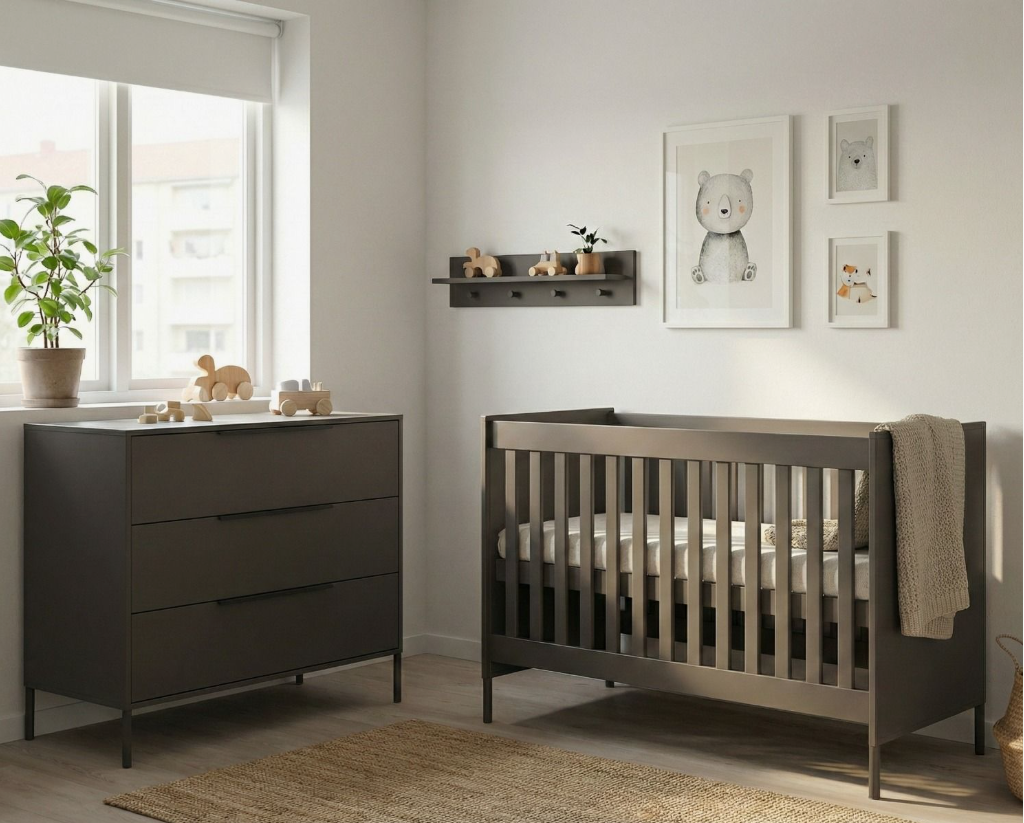 Babykamer Lissabon Chocolate (Ledikant + Commode)