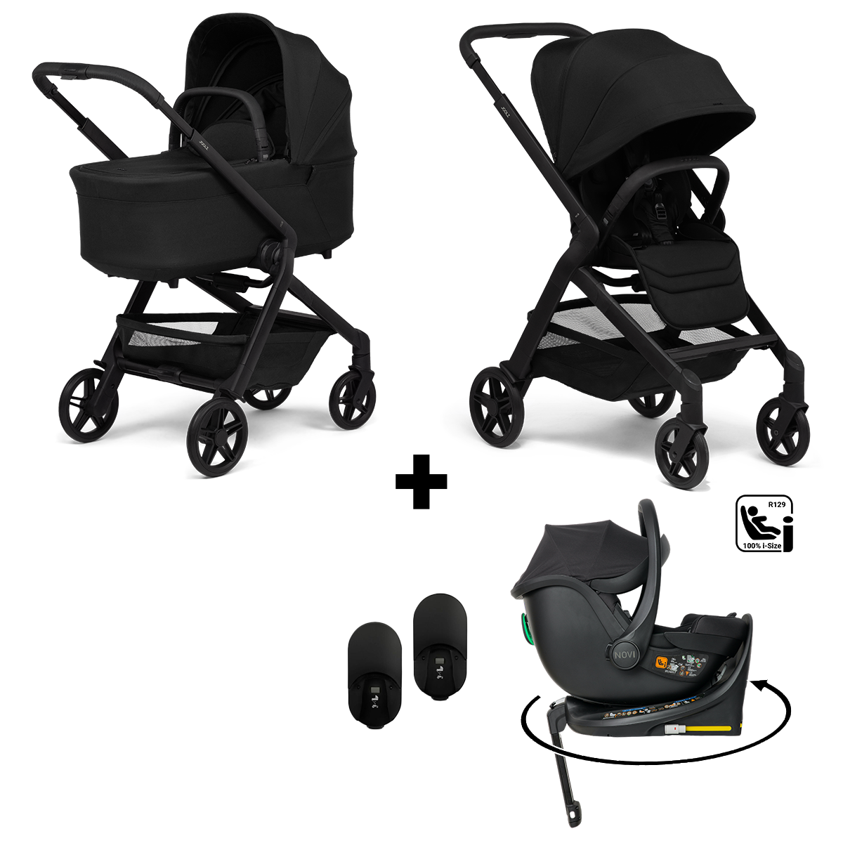 Kinderwagen Joolz Hub2 Space Black + Autostoel Jacky Pro 360° V2 & Base & Adapterset