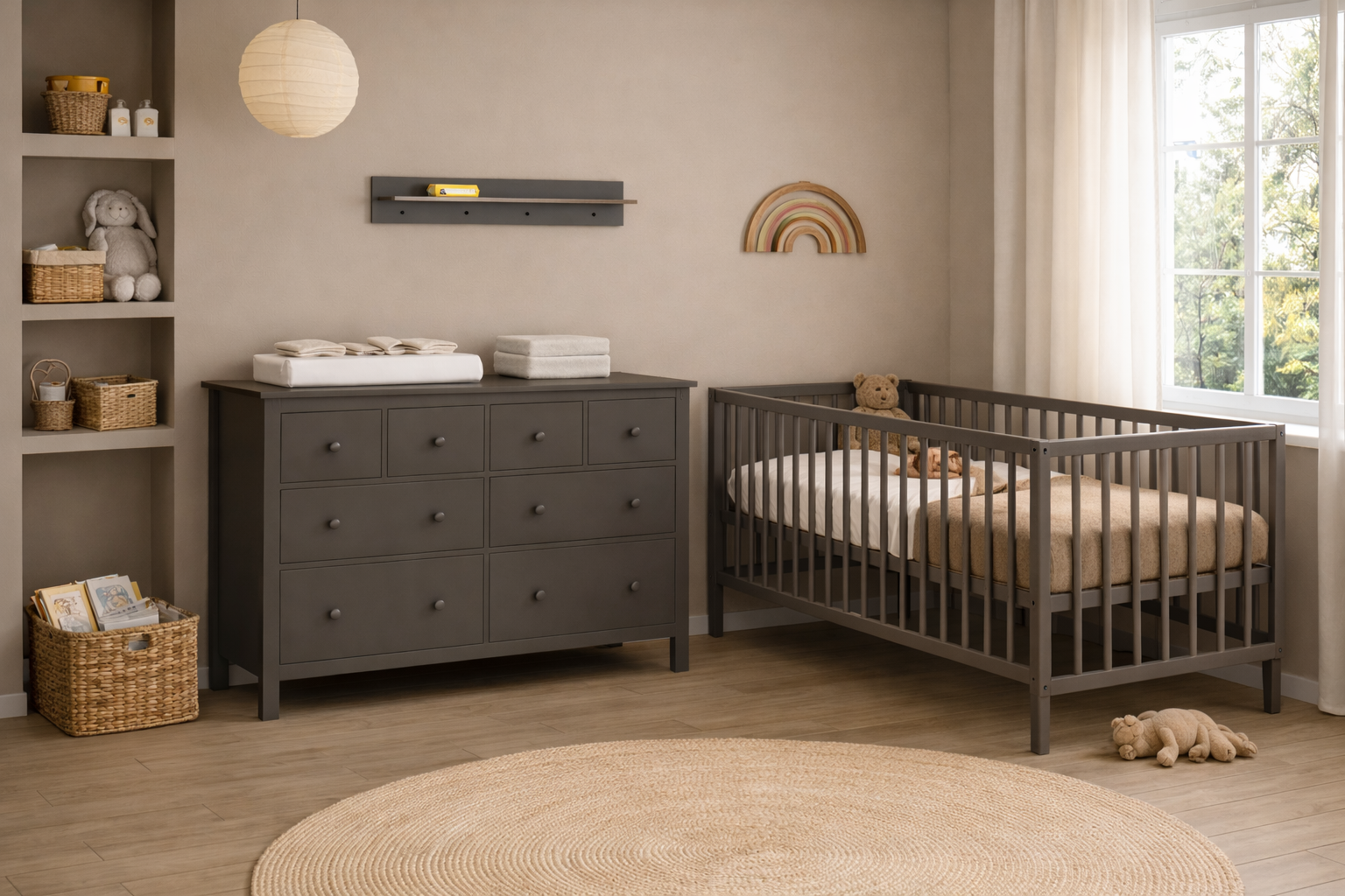 Babykamer Bretagne Lauren Chocolate (Meegroeiledikant 60x120 + XL-Commode)