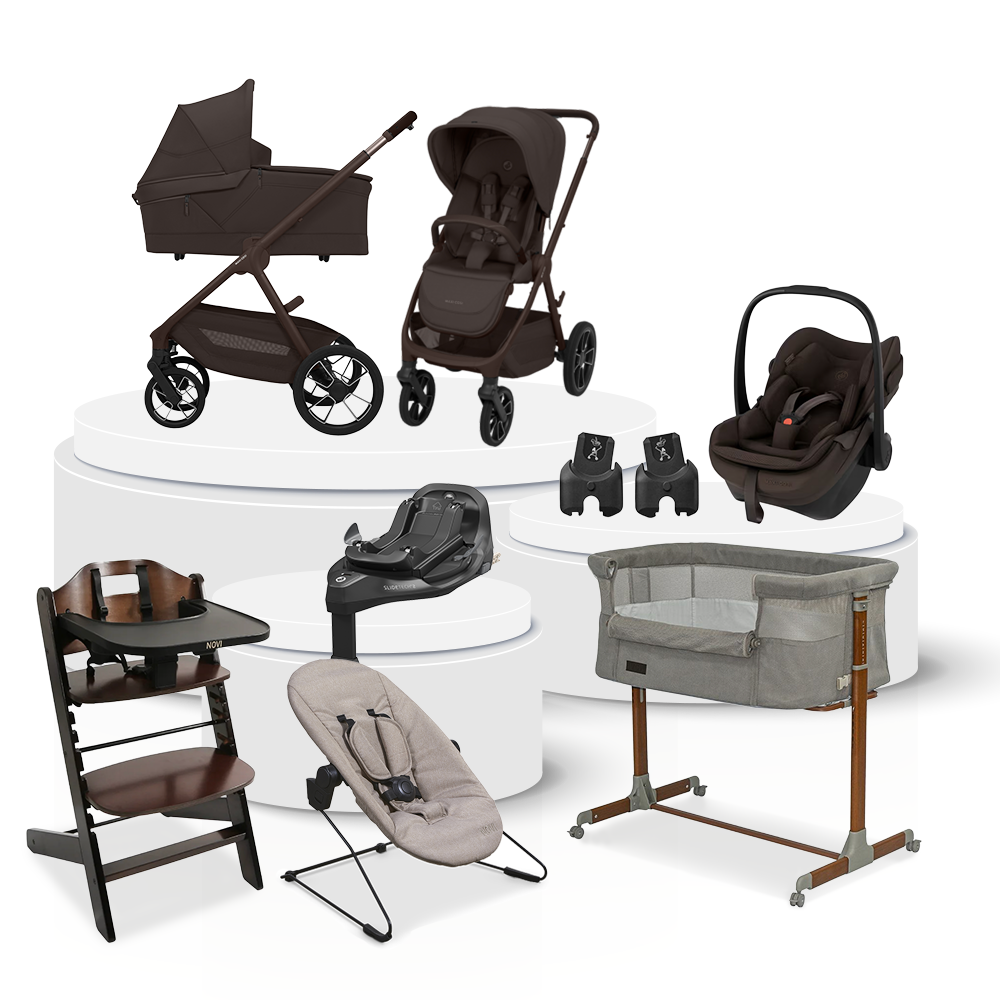Kinderwagen Maxi-Cosi Oxford Plus V2 Ultimate Bundel Espresso Brown incl. Autostoel, Base, Adapterset, Kinderstoel & Co-sleeper