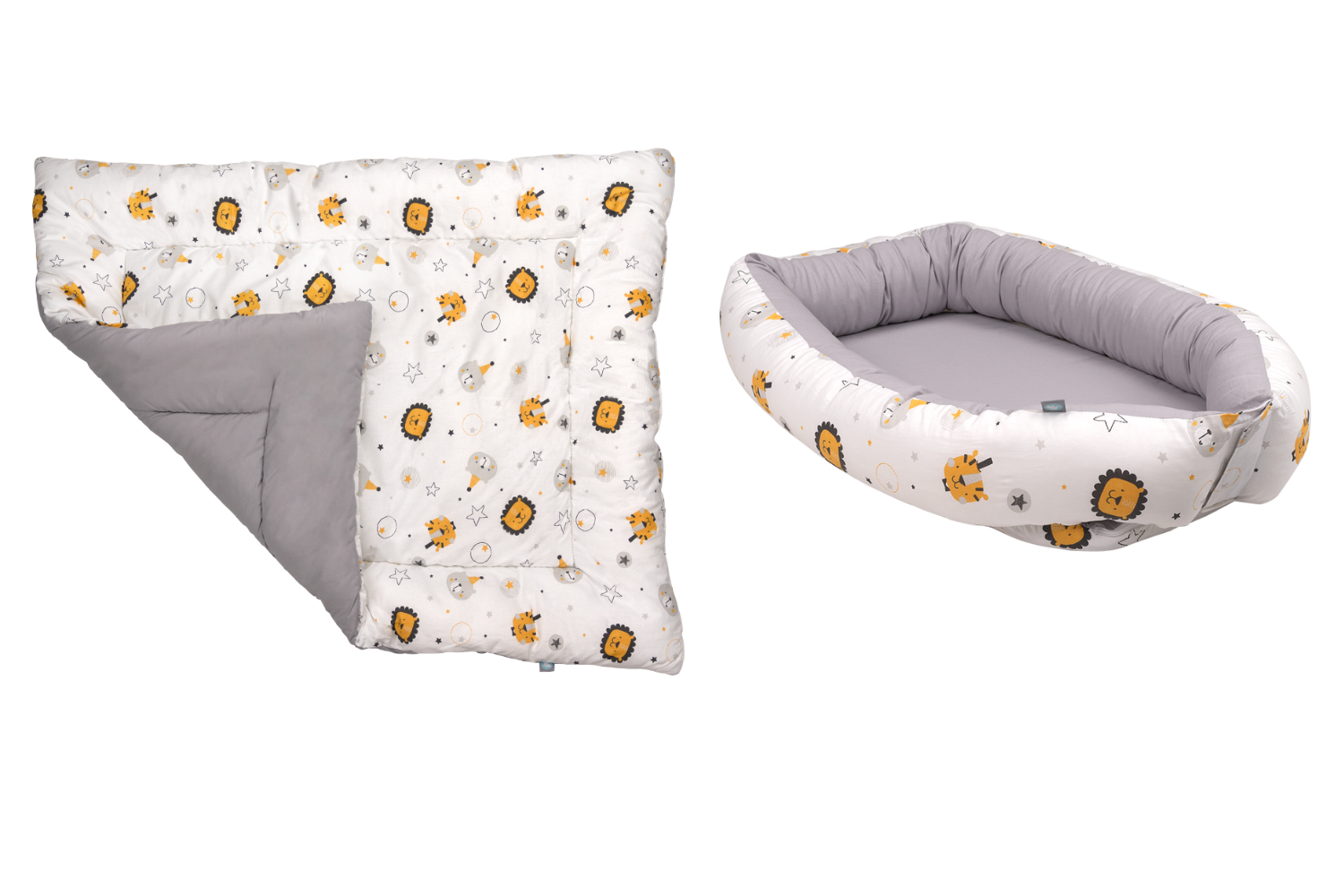 Set | Boxkleed & Babynest Funnababy Grey Lion