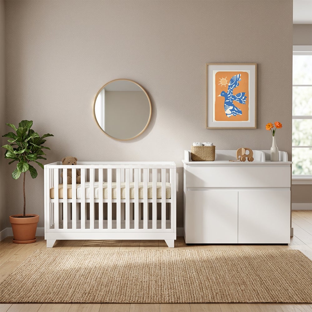 Babykamer Finori Image Wit (Meegroei Ledikant Colorfull Home Lois V2 Pure White + Commode)