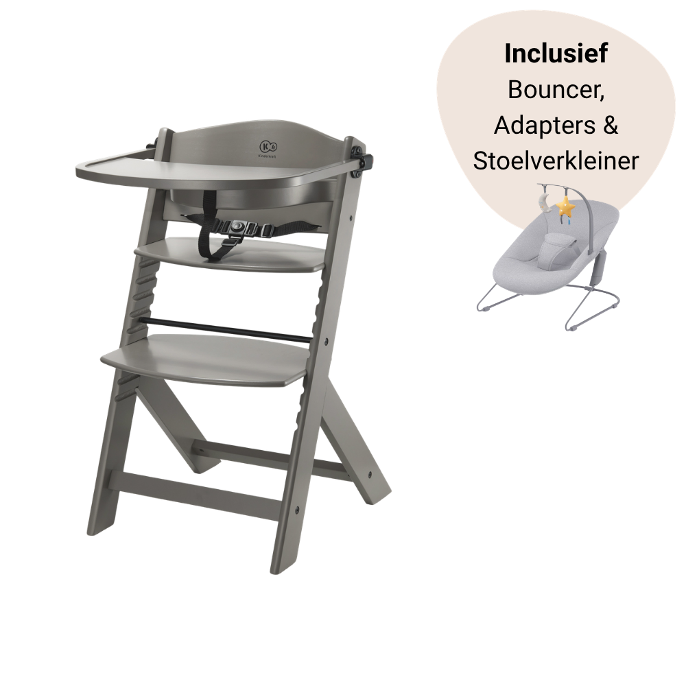 Kinderstoel Kinderkraft Enock 3-in-1 Brown met Bouncer, Adapterset & Stoelverkleiner