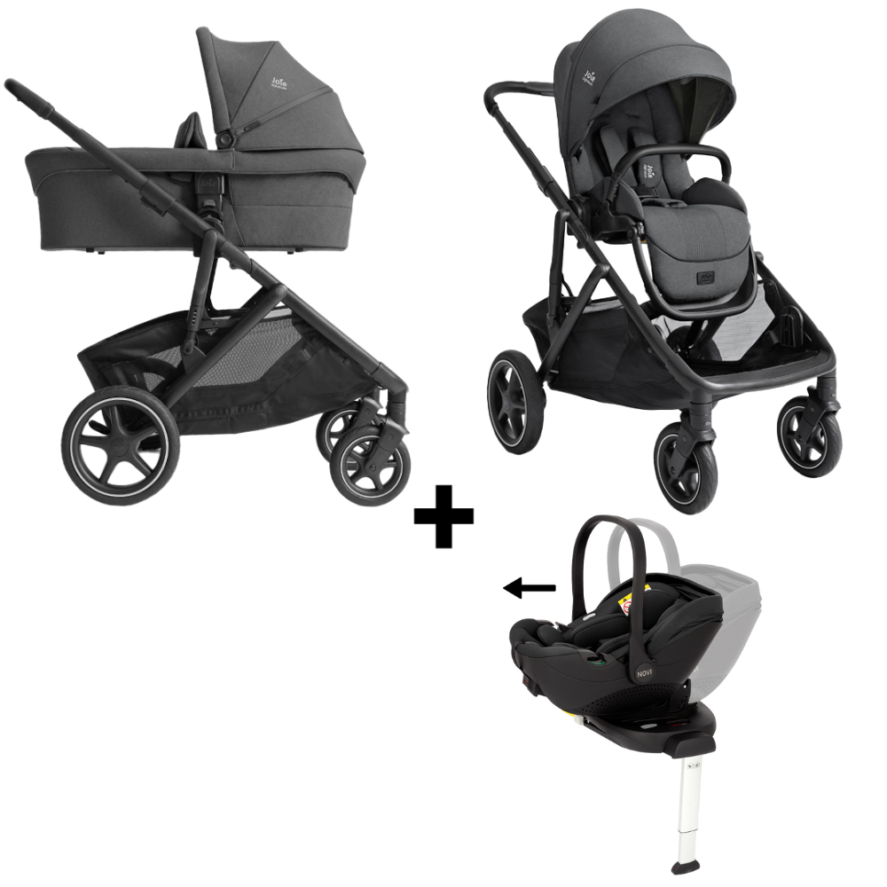 Kinderwagen Joie Signature Versiti Ebony met Autostoel Joy Glide 360° All Black & Base