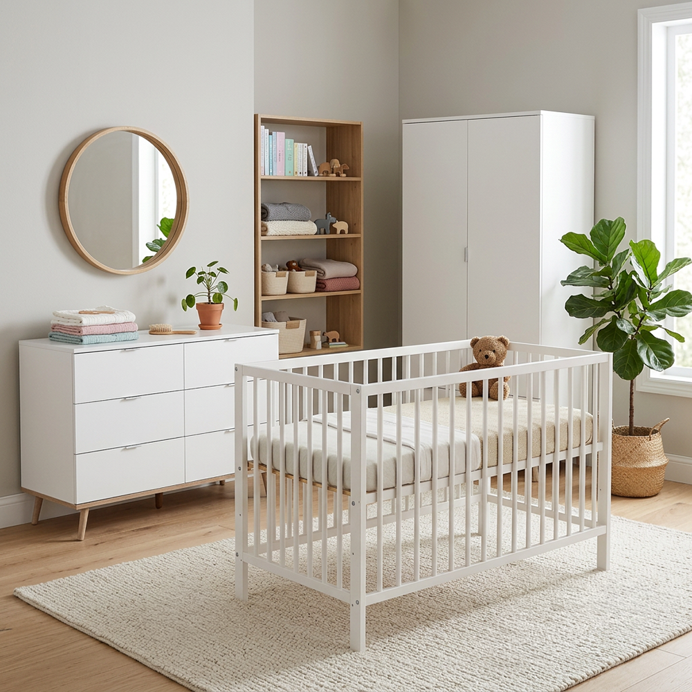 Babykamer Finori Göteborg + Ledikant Lotus Pure White (Commode 6 lades)