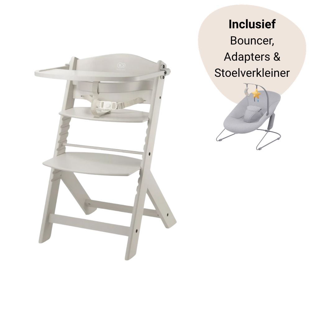 Kinderstoel Kinderkraft Enock 3-in-1 Beige met Bouncer, Adapterset & Stoelverkleiner