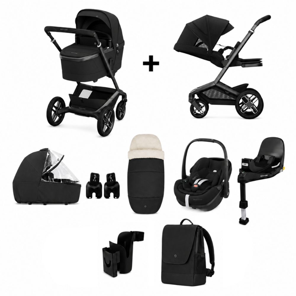 Kinderwagen Maxi-Cosi Fame Twillic Black met Autostoel Pebble 360° Pro2, Familyfix 360 Slide Tech & Accessoires