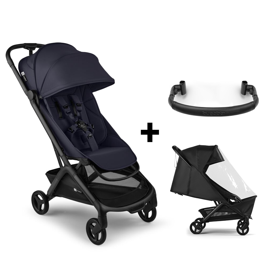 Buggy Bugaboo Butterfly 2 Complete Black/Deep Indigo Met Veiligheidsbeugel En Regenhoes