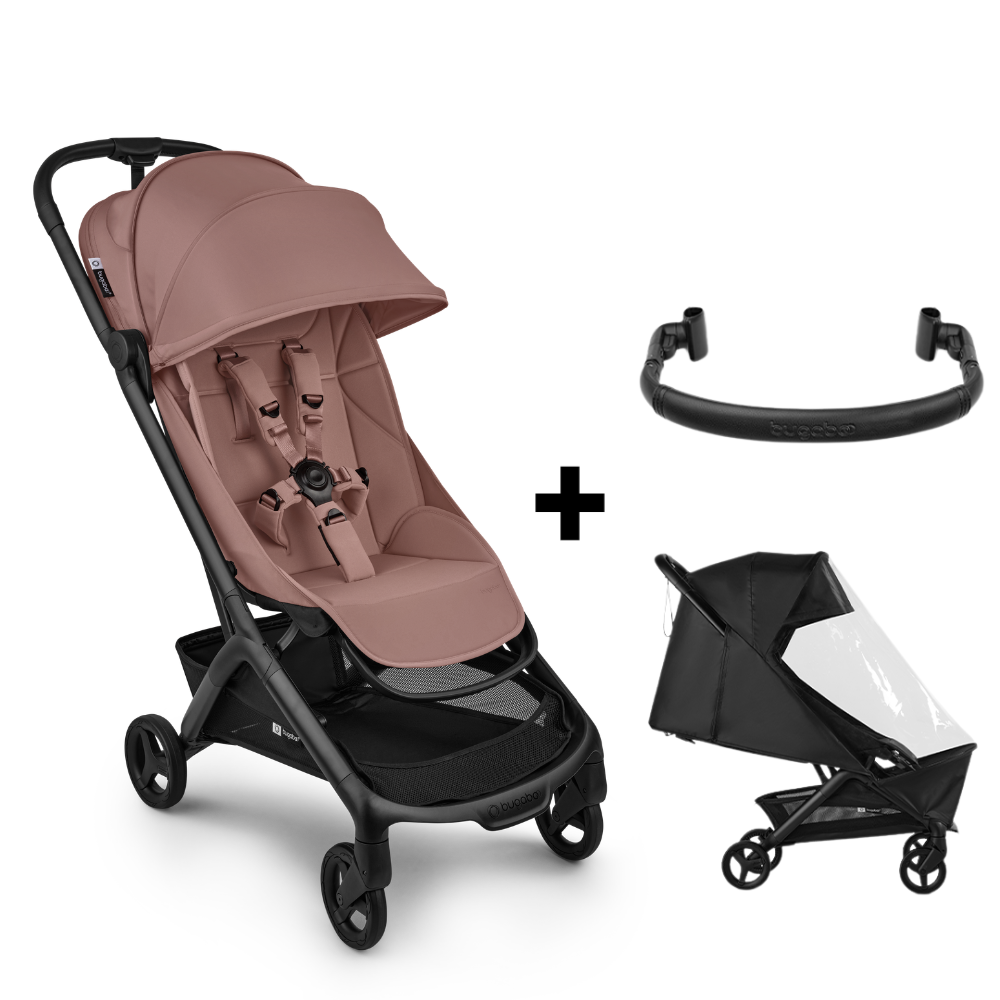 Buggy Bugaboo Butterfly 2 Complete Black/Dusty Pink Met Veiligheidsbeugel En Regenhoes