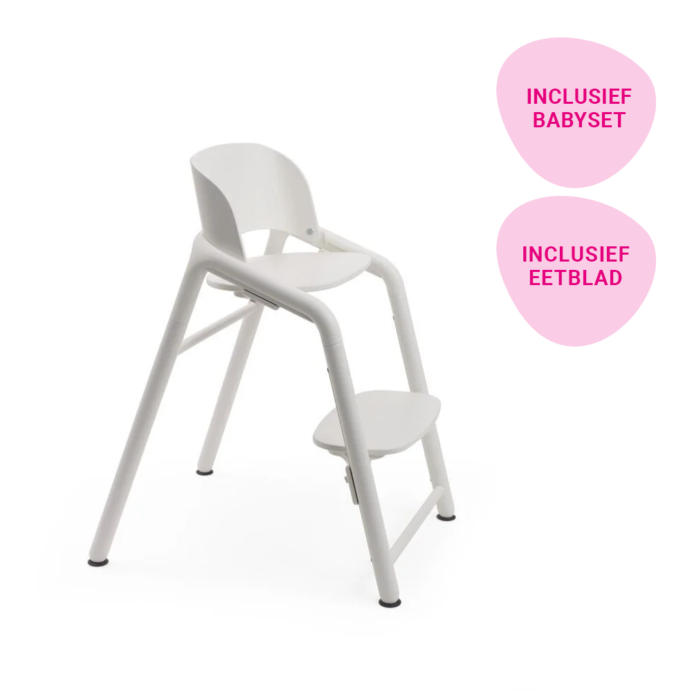 Complete Bundel | Kinderstoel Bugaboo Giraffe White met Babyset + Eetblad