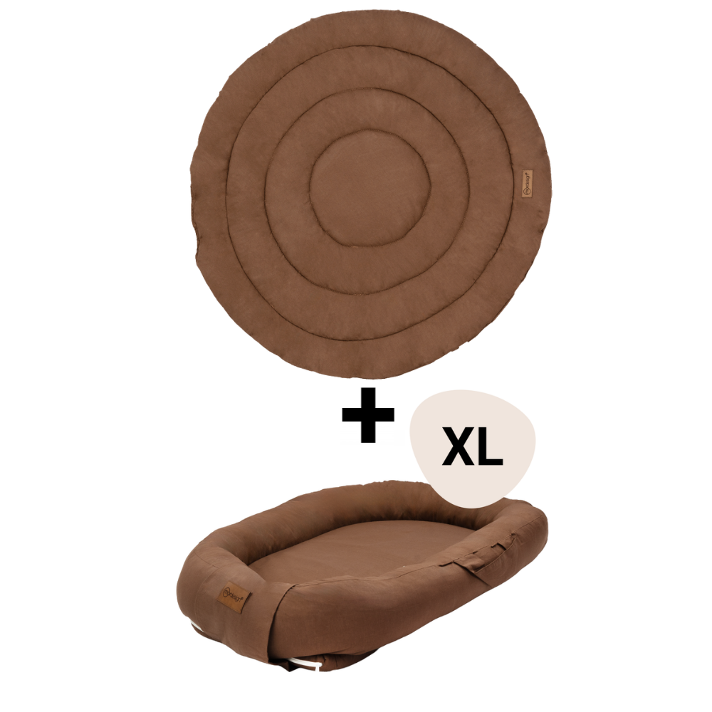 Set Boxkleed Rond + Babynest XL MorDesign Chocolate Brown