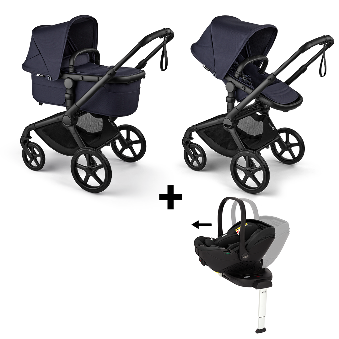 Kinderwagen Bugaboo Fox5 Renew Compleet Black/Deep Indigo met Autostoel Joy Glide 360° & Base
