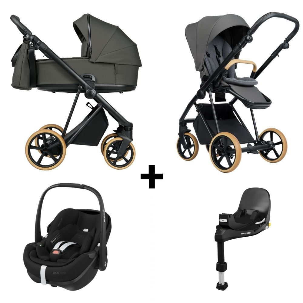 Kinderwagen ROAN IVI 2.0 Vintage Sicilia Olive met Autostoel Pebble 360° Pro2 & Base Slide Tech