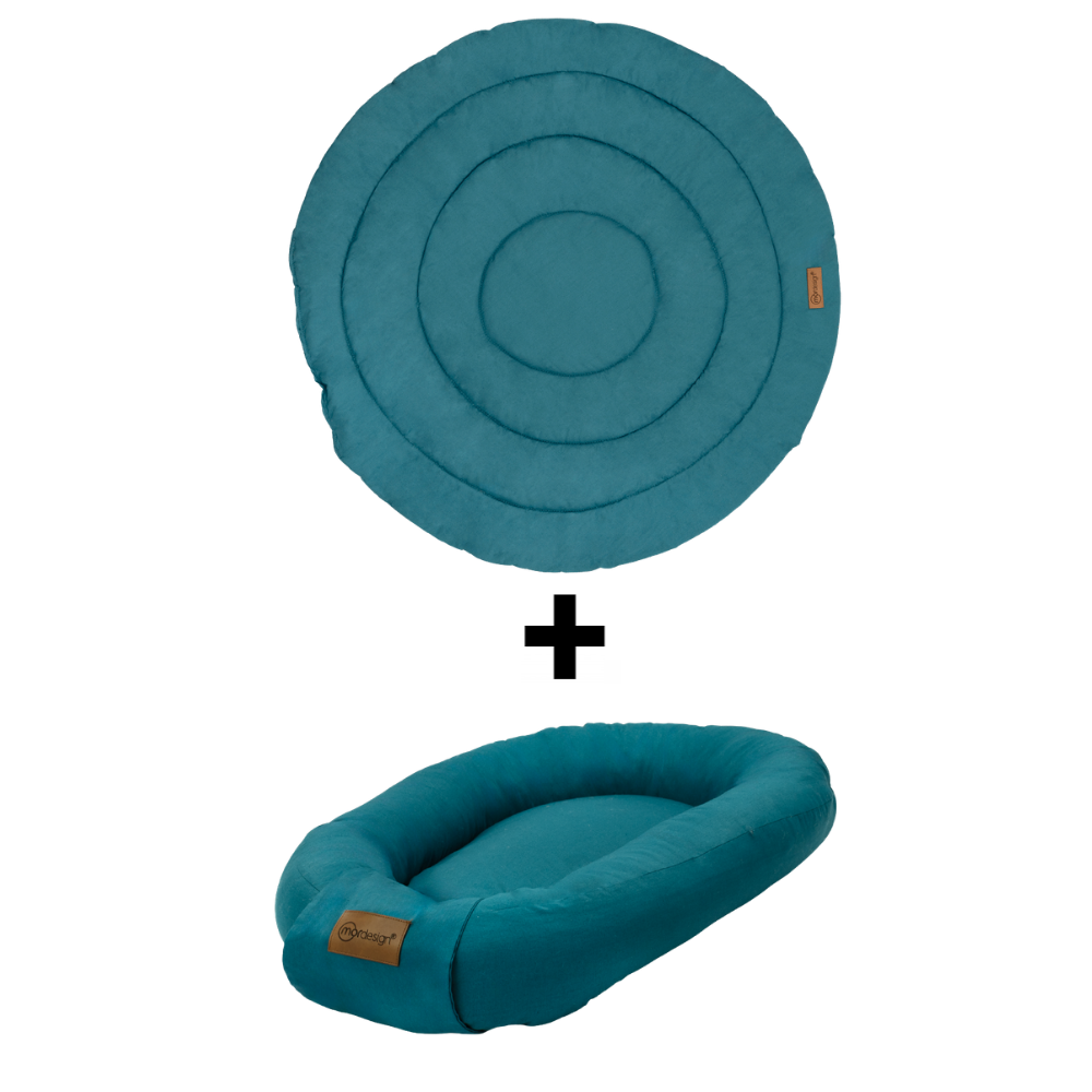 Set Boxkleed Rond + Babynest MorDesign Deep Teal