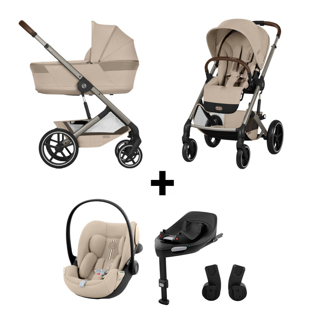 Kinderwagen Balios S Lux BLK Almond Beige/Beige incl. CarryCot Foldable + Autostoel Cloud G3 I-Size PLUS, Base G3 & Adapterset